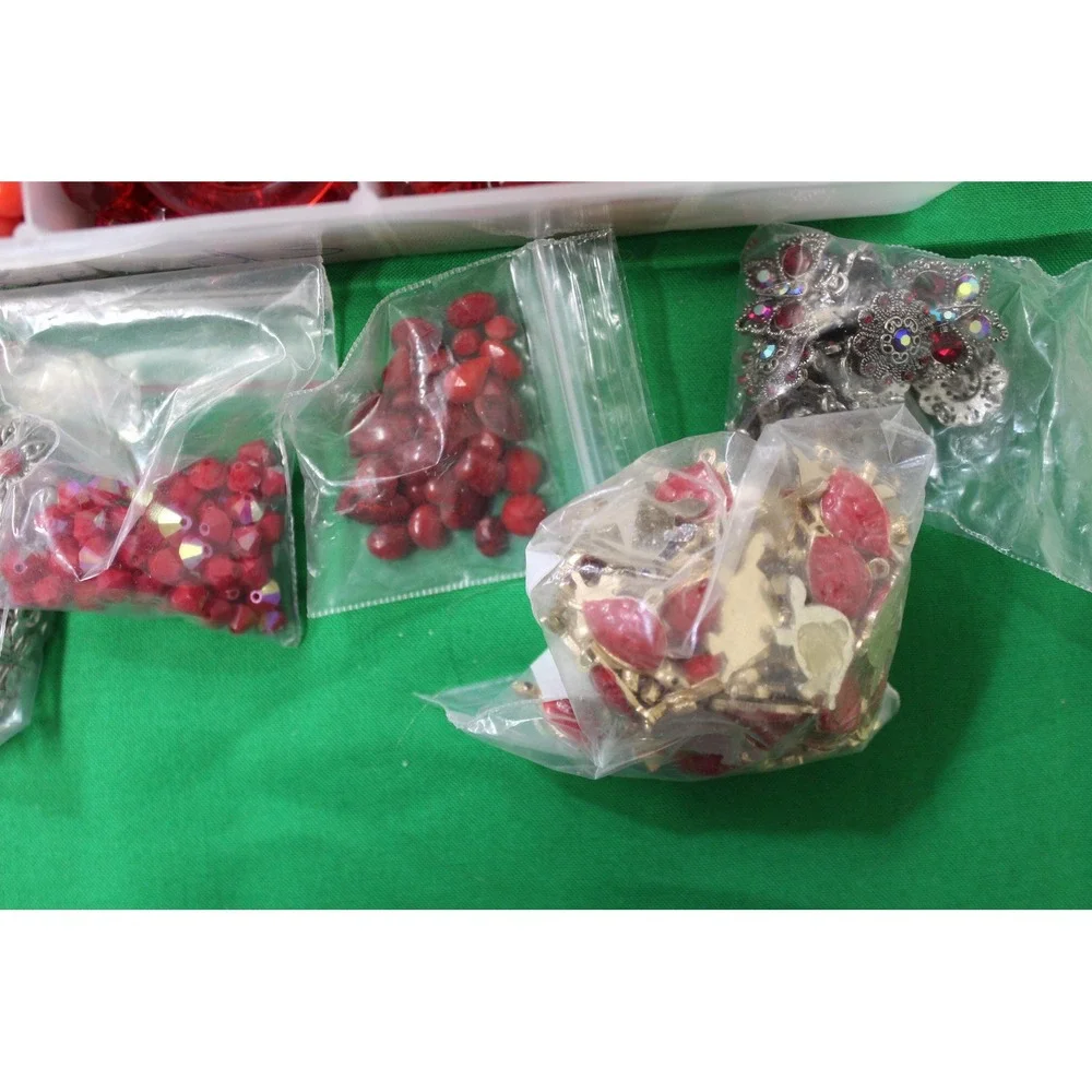 Vintage Red Bead Assortment, Jewelry Making Supplies (3.3 lbs)